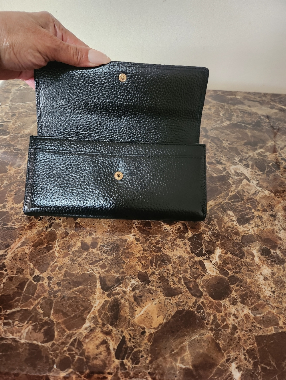 Mario Valentino Black Pebbled Leather Long Wallet EUC - Picture 3 of 15
